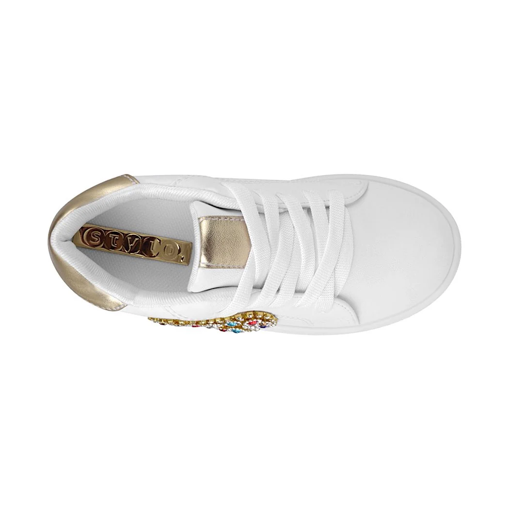 TENIS CASUALES NIÑA STYLO 9357 SIMIPIEL BLANCO - Image 4